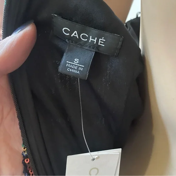 NWT Cache Iridescent Sequin Dress - halter neckline - Size Small - Picture 11 of 11
